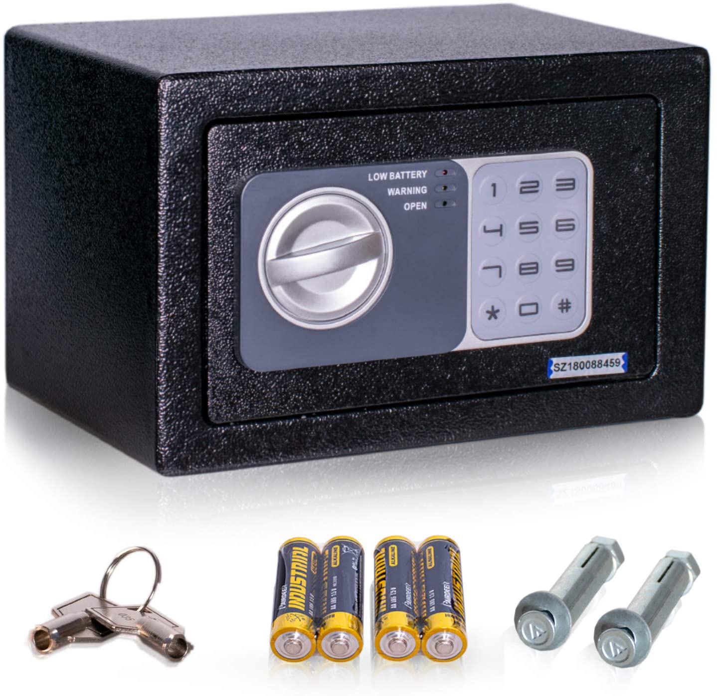 nadol Tresor Basic, Elektronischer-Safe mit Zahlenschloss und Schlüssel,  Möbeltresor, Doppelbolzen Verriegelung, Mini-Tresor, Wandtresor, Stahl-Safe