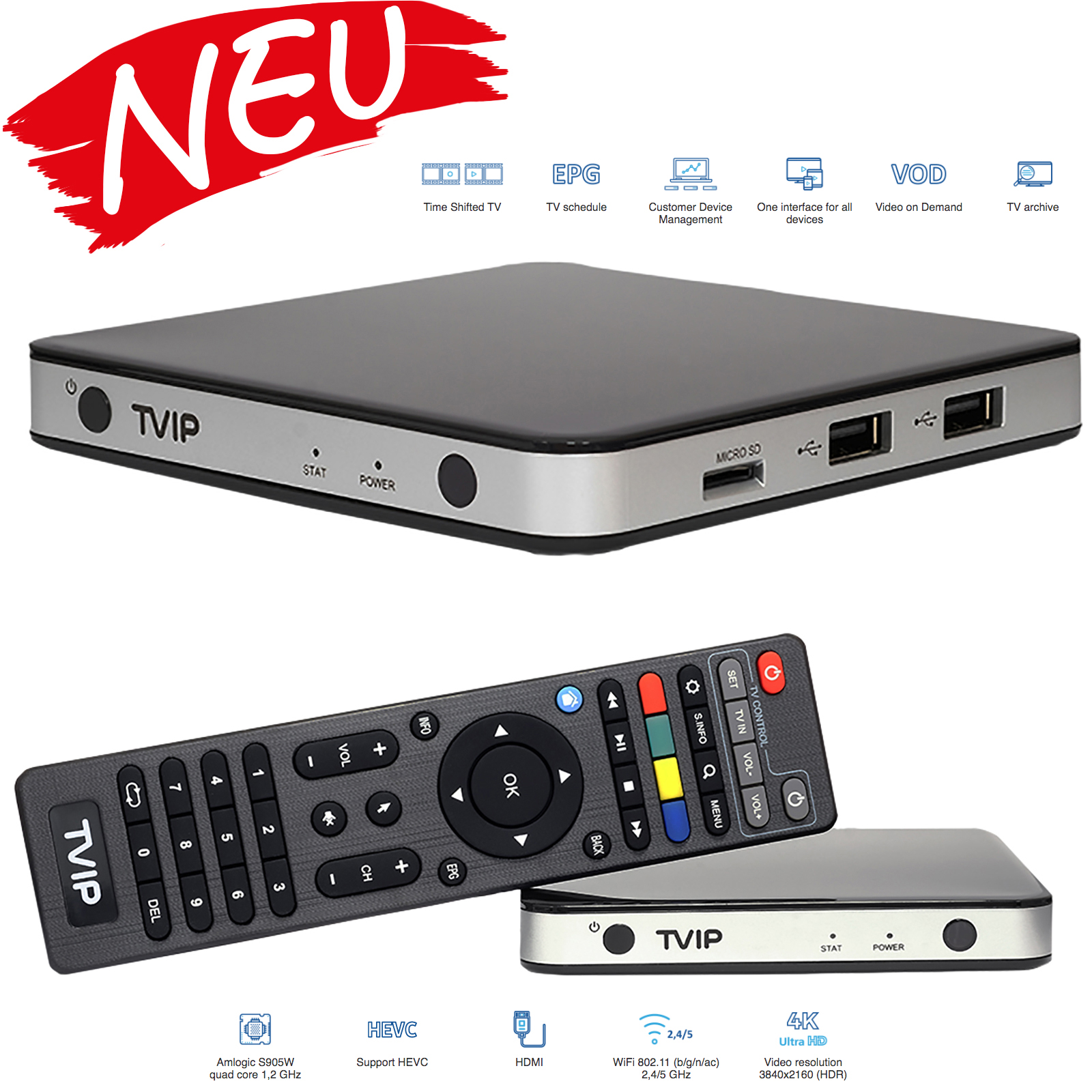 TVIP S-Box v.525 IPTV HD Multimedia Streamer in schwarz